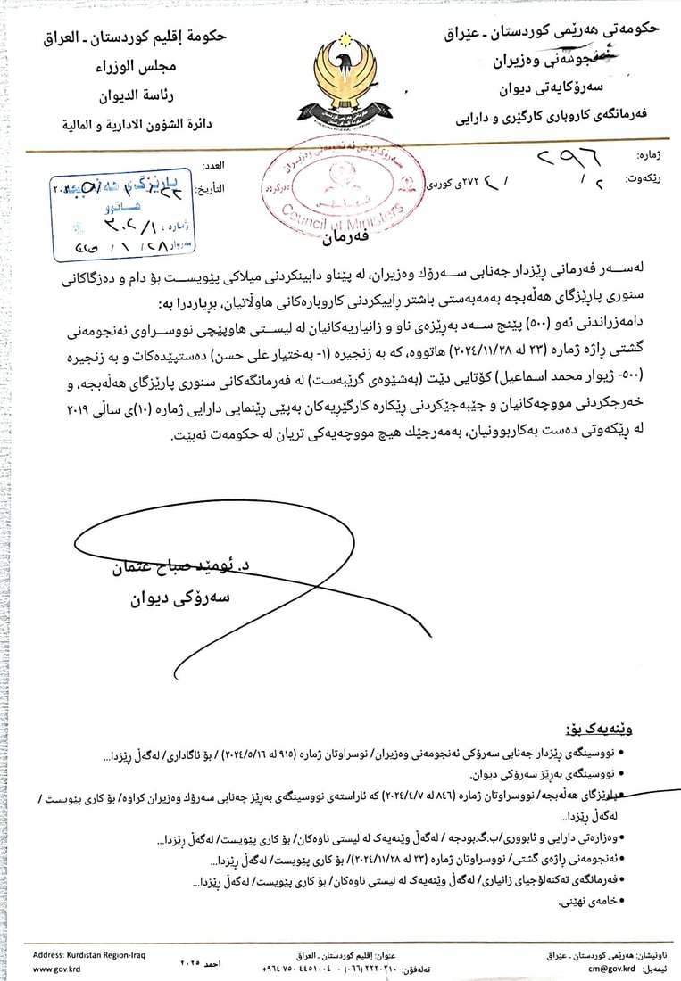 لە 964ـەوە لیستى ناوى 500 فەرمانبەرى گرێبەست ببینە