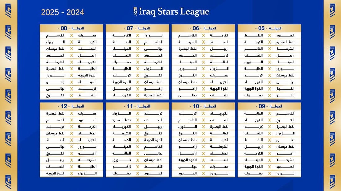جدول مباريات دوري نجوم العراق موسم 2024-2025