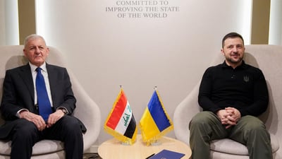 Iraqi president to Ukraine’s Zelenskyy at Davos: ‘There are no winners in armed conflict’
