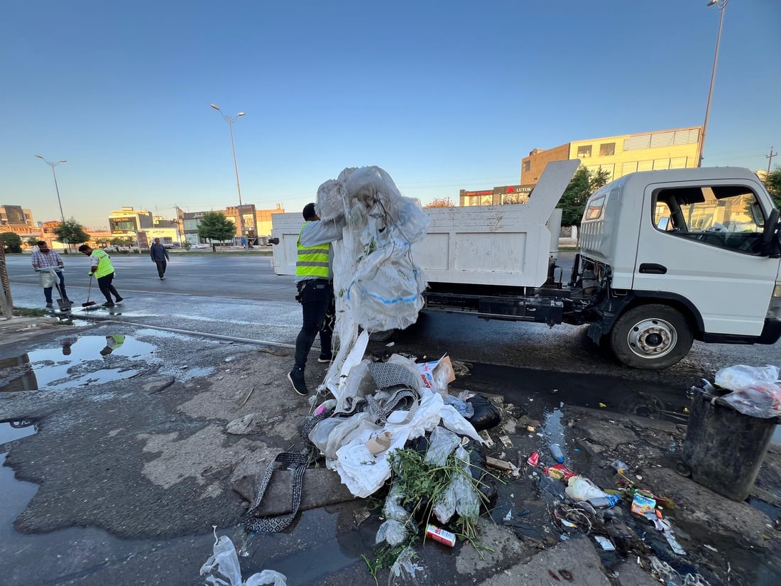 شەقامی بازنەیی 100 مەتری پایتەخت شۆردرا و پوخت و خاوێن کرایەوە