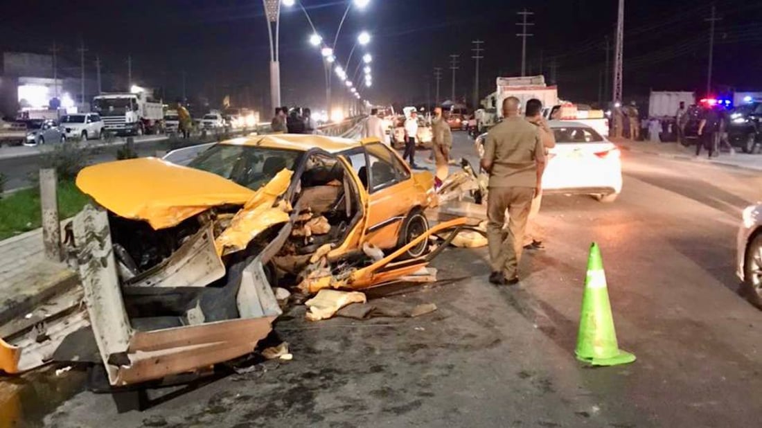 صور: مصرع سائق “بيجو” في حادث مروع مع “بيك اب وسكانيا” شمال البصرة