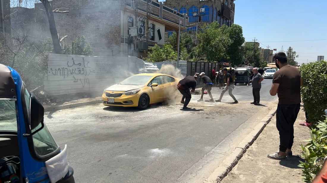 فيت بمب أحرق تاكسي في الدورة.. السائق نجا والأهالي أخمدوا النار