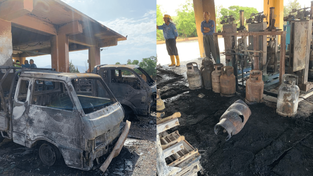 کارگەی غازی قەڵادزێ ئاگریگرت و دوو کارمەند بریندار بوون