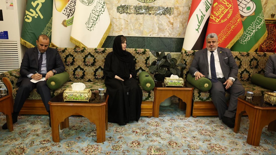 وزيرة الهجرة في كربلاء لتنسيق آليات استقبال اللاجئين اللبنانيين