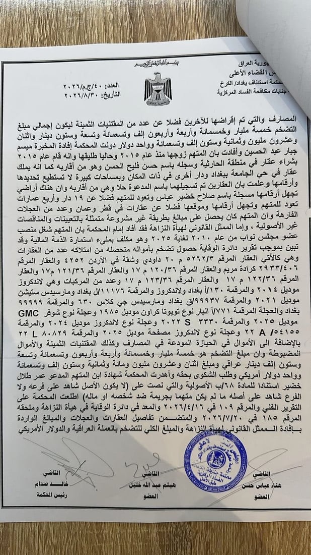 وثائق: تفاصيل الحكم على طلال الزوبعي.. غرامة 28 مليون دولار وتجميد أموال العائلة