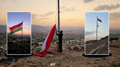 ئاڵا کۆن و دڕاوەکەى كوردستان له‌سه‌ر چیاى به‌نى هه‌ریر نوێكرايه‌وه‌