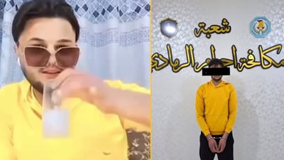شرب الخمر وتجاوز على الذات الإلهية خلال بث مباشر.. اعتقال شاب في الرمادي