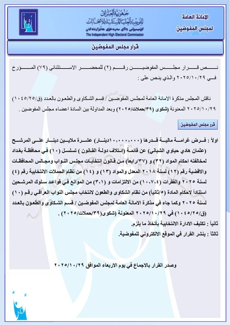 استبعاد مرشحين من تحالفات السوداني والخنجر والعامري.. قرارات جديدة من المفوضية