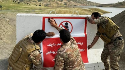 چه‌ندین تابلۆی رێنمایی له‌ به‌نداوى گۆمه‌سپان داندران