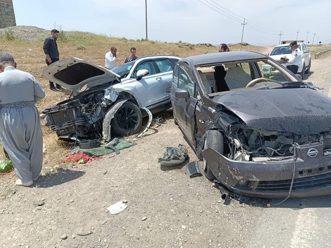  لە رووداوێكی هاتوچۆدا لە ئاغجەلەر نۆ كەس برینداربوون