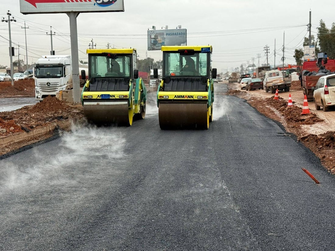 باران بارین قیڕتاوکردنەکەی رێگای هەولێری بۆ گوێڕ وەستاندووە