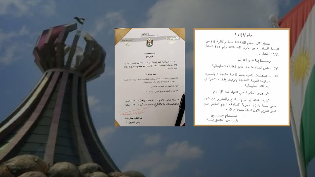 964 ئه‌و مه‌رسومه‌ى سه‌دام بڵاوده‌كاته‌وه‌ كه‌ هه‌ڵه‌بجه‌ى له‌ قه‌زاوه‌ كرده‌ ناحیه‌