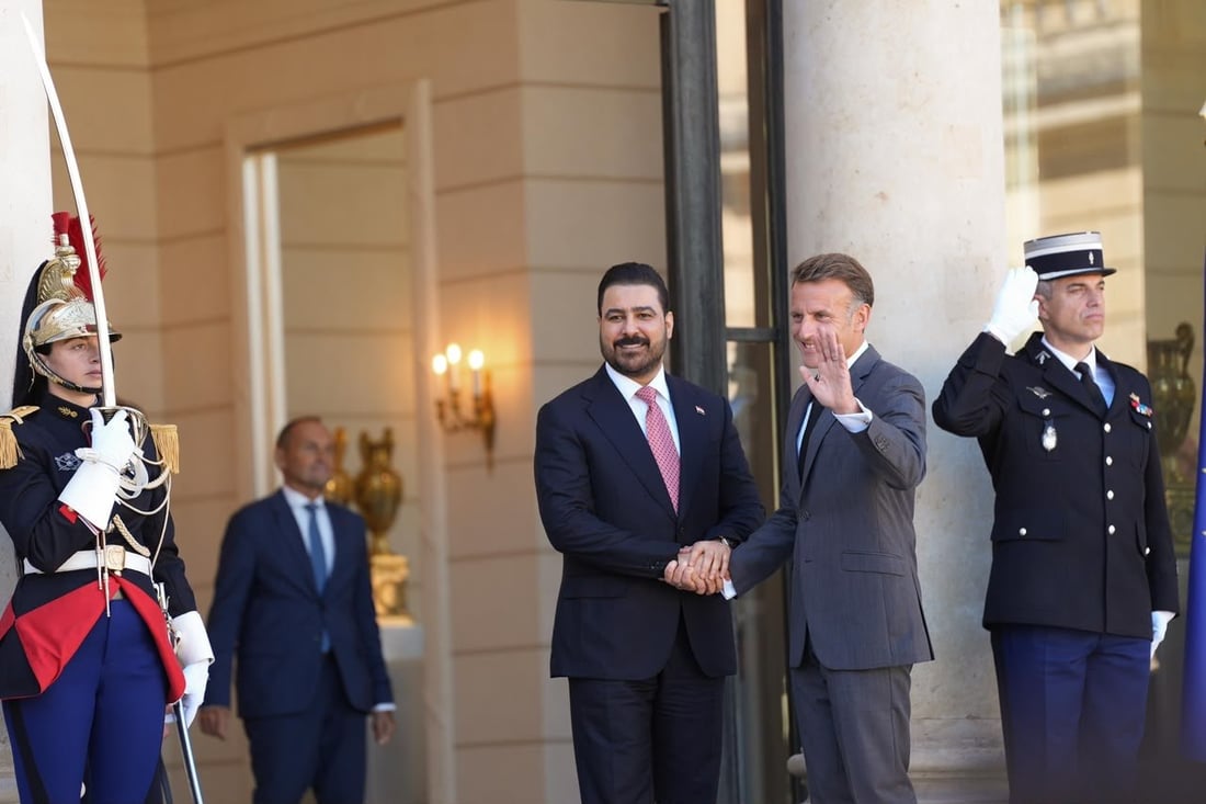 صور: استقبال رسمي للزيدي في باريس.. النشيدان العراقي والفرنسي وحرس الشرف