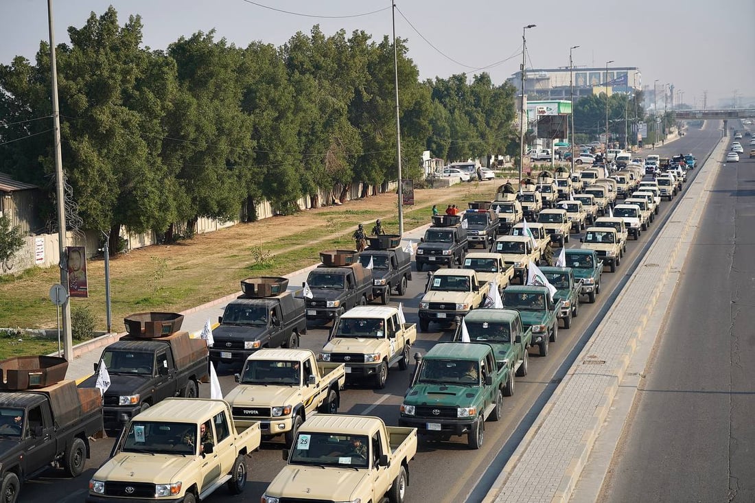 صور: الحشد يستذكر قصف معسكراته في القائم بتشييع رمزي