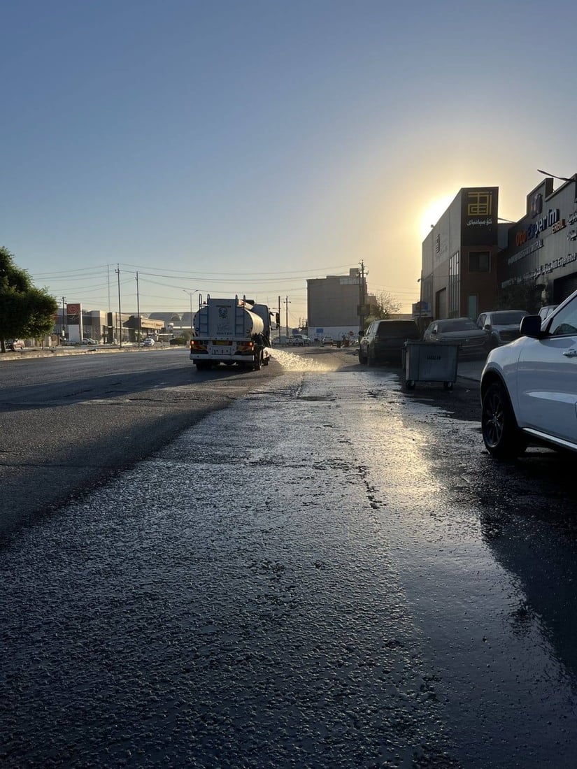 شەقامی بازنەیی 100 مەتری پایتەخت شۆردرا و پوخت و خاوێن کرایەوە