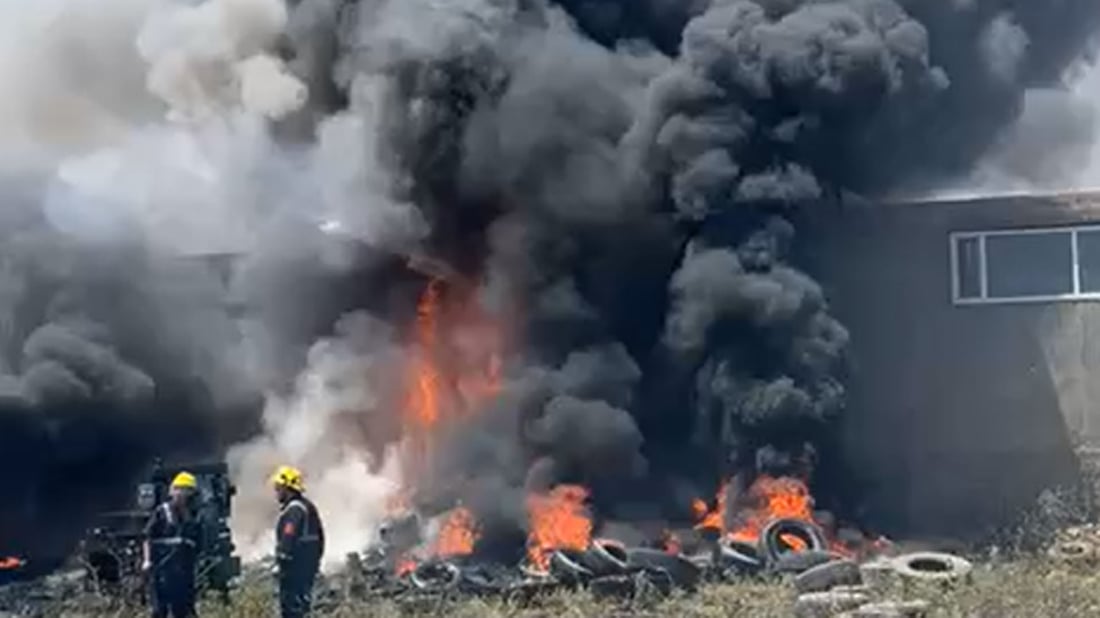 لە کۆگایەکی تایەی کۆیە ئاگر کەوتەوە
