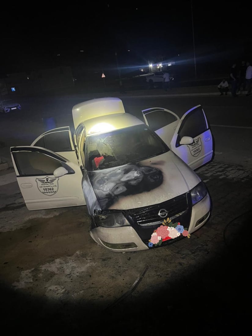 ئاگر هەناوی تاکسییەکی سووتاند