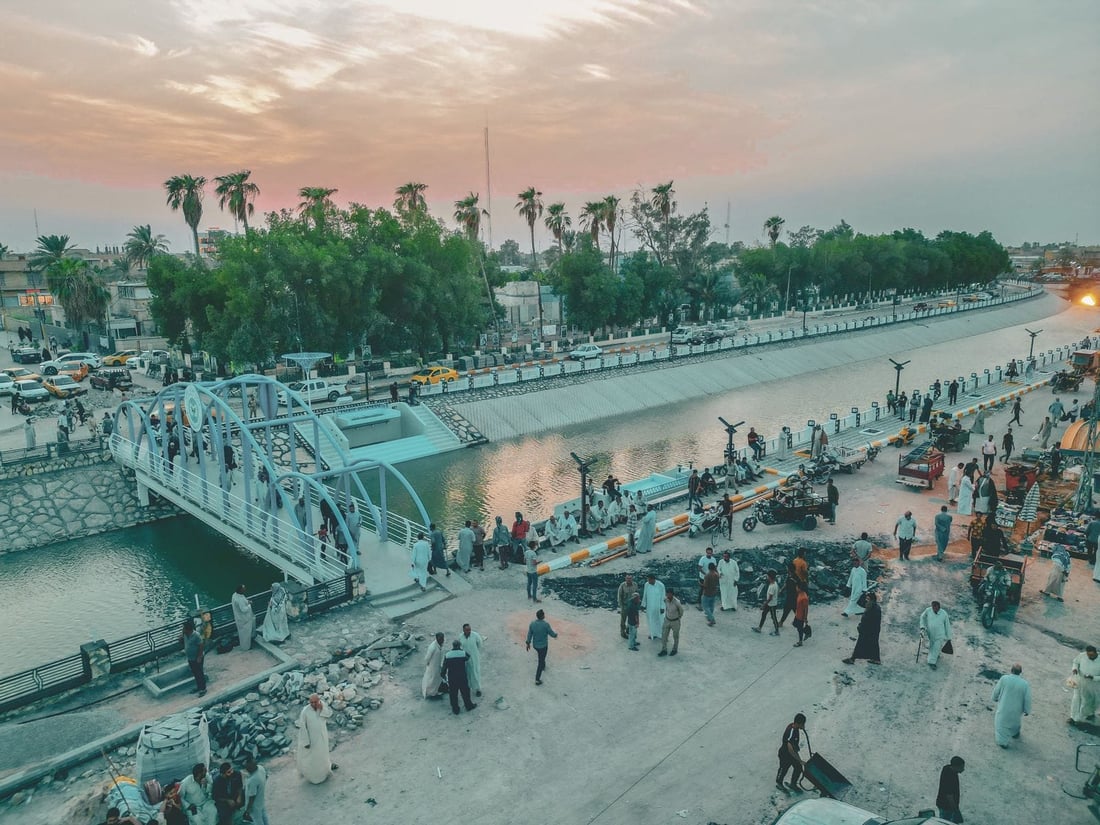 صور من شط الدغارة.. وزير الموارد يفتتح مشروع اللحاف الخرساني في الديوانية