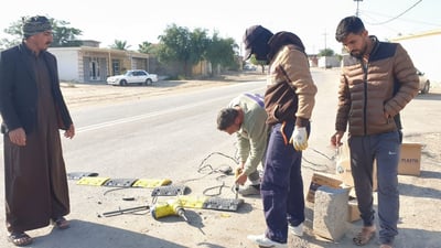 حمرين: 10 مطبات صناعية لحماية طلاب المدارس من السيارات المسرعة (صور)