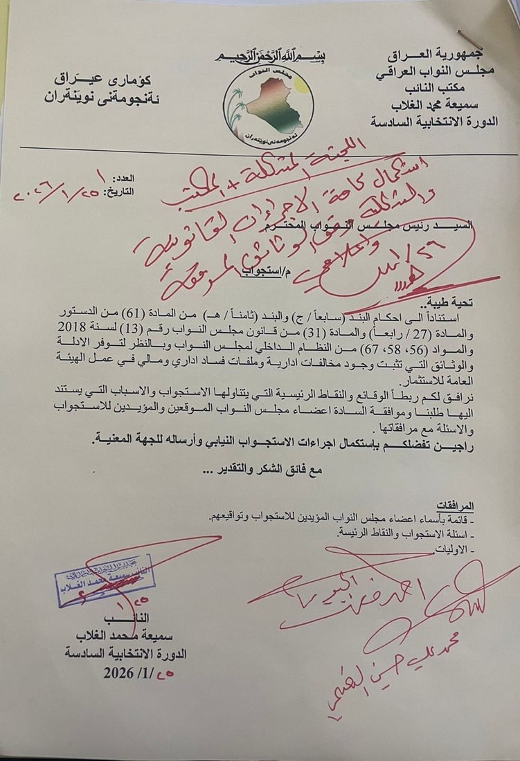 جمع 63 توقيعاً نيابياً لاستجواب رئيس هيئة الاستثمار
