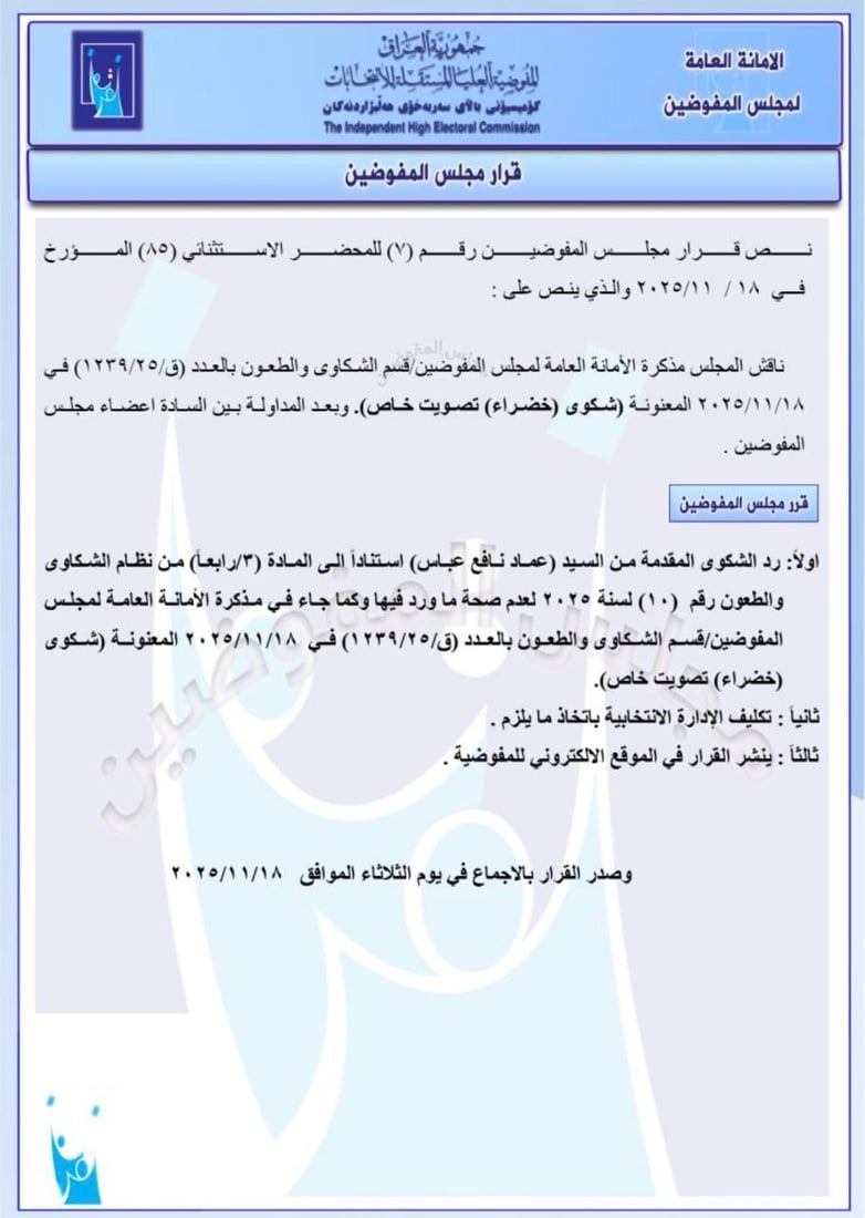 استبعاد مرشح هادي العامري في نينوى وغرامة 50 مليوناً على تحالف يزن مشعان