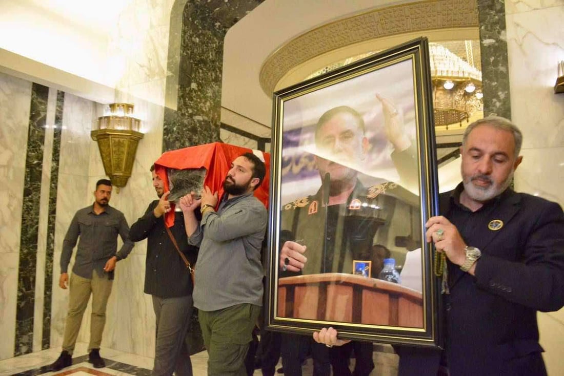صور: أبو فدك وسفير إيران في استقبال جثمان نيلفروشان.. اغتيل برفقة نصر الله