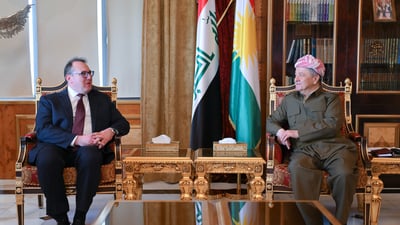 السفير الأميركي يزور البارزاني.. “مصالح العراق أولاً والعودة للمبادئ الثلاثة”