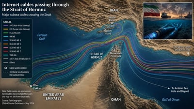 ئێران کارتی سوور بەڕووی خاوەن کێبڵەکانی ژێر ئاوی گەرووی هورمز بەرزدەکاتەوە