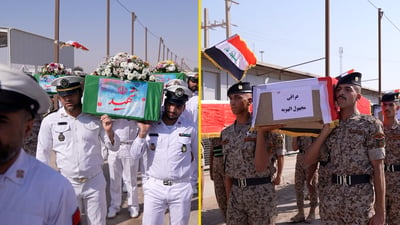 مشهد جنائزي مهيب.. العراق وإيران يتبادلان رفات جنود الحرب (فيديو)