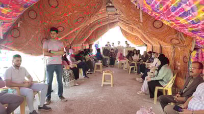 دەرچووانی کۆلێژەکانی خانەقین شەش رۆژە چادریان ھەڵداوە