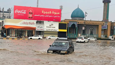 فيديو: “حالوب” كثيف يرشق النجف والأمطار الغزيرة استمرت 4 ساعات