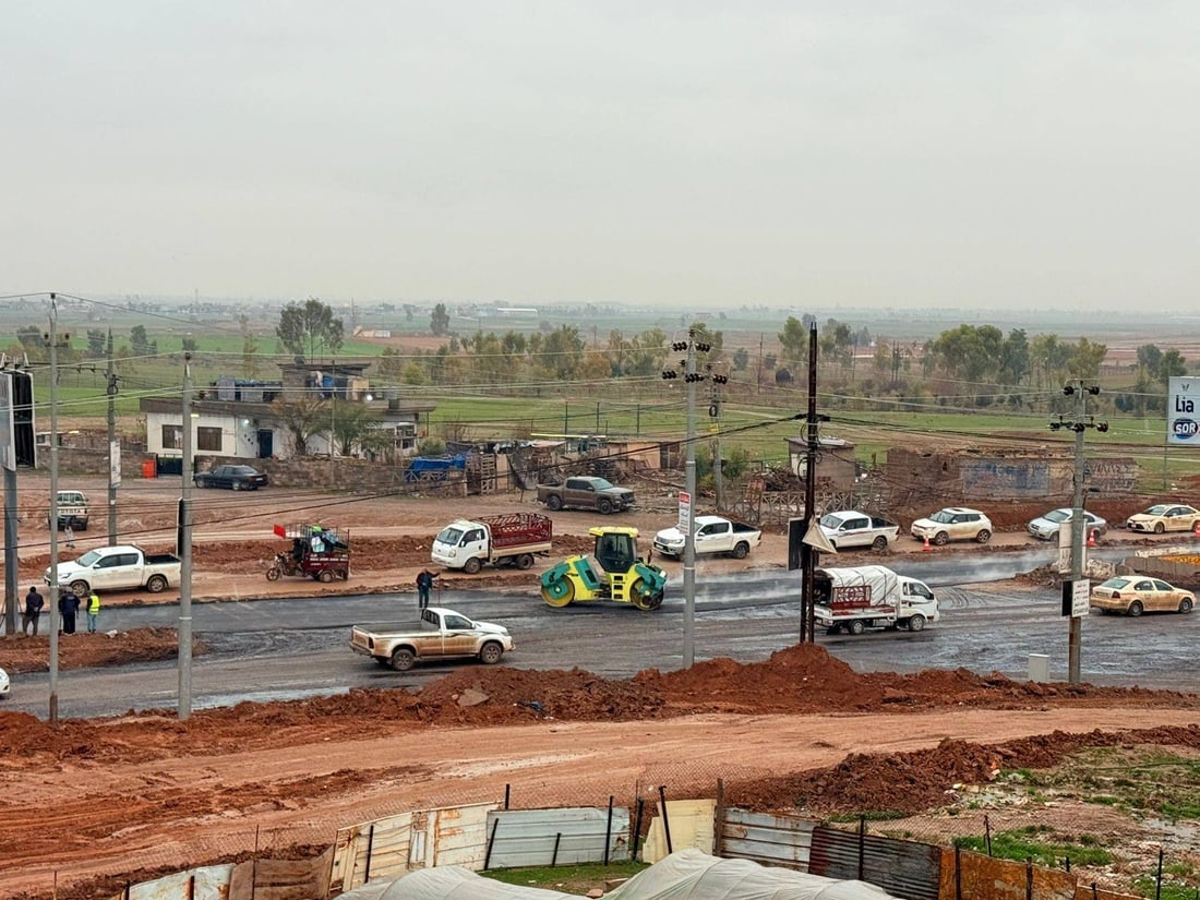 باران بارین قیڕتاوکردنەکەی رێگای هەولێری بۆ گوێڕ وەستاندووە