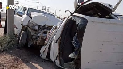 سائق بيك أب متهور يصدم بينكو في الجزرة الوسطية على طريق بصرة – قرنة (صور)