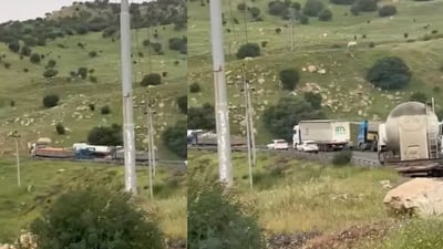 تانکەرێک ئاستەنگی هاتوچۆی دروستکرد؛ رێگاکە کراوەیە