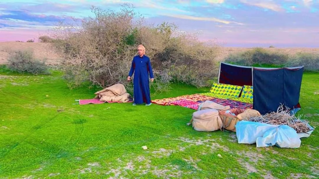 Camping enthusiasts explore the scenic Iraqi desert in Samawah