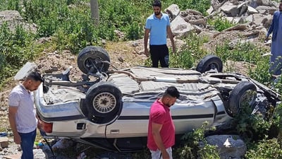 من عائلة واحدة.. 4 مصابين بانقلاب سيارة على طريق كركوك داقوق