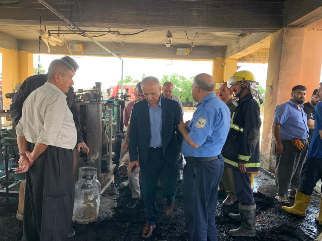 کارگەی غازی قەڵادزێ ئاگریگرت و دوو کارمەند بریندار بوون