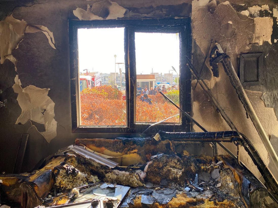 ماڵێک لە باڵەخانەیەکی هەولێر بەتەواوی سووتا