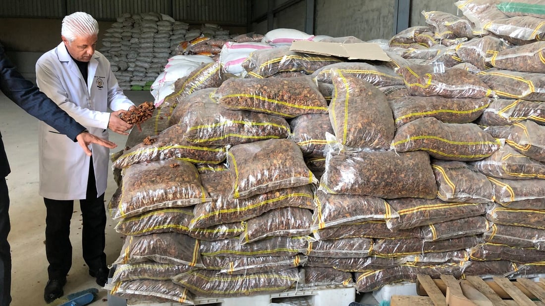 لە سلێمانی دەستگیرا بەسەر 25 تۆن قەیسی و بادەم و هەڵوژە