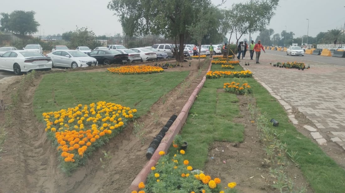 حديقة جديدة أمام الأمانة العامة لمجلس الوزراء.. صور من المنطقة الخضراء