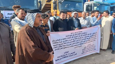 صور: سائقو الشاحنات في واسط يدخلون إضراباً ويوجهون مطالب إلى السوداني