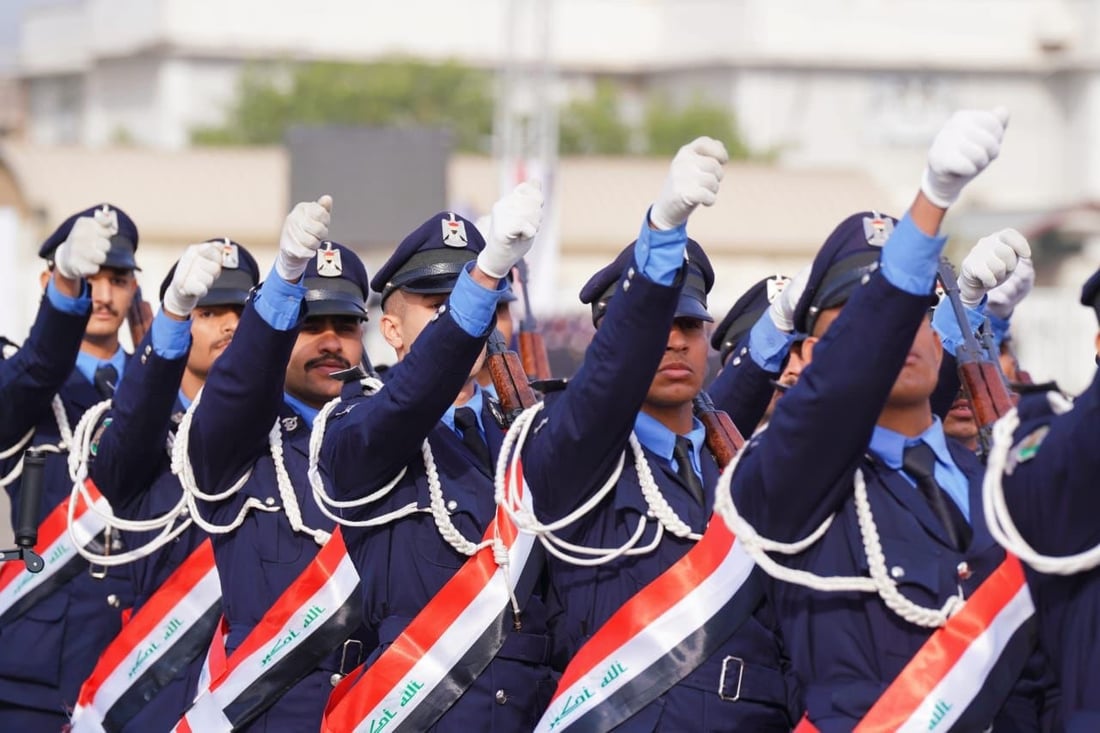 صور من الاستعراض العسكري لقوى الأمن الداخلي في كلية الشرطة