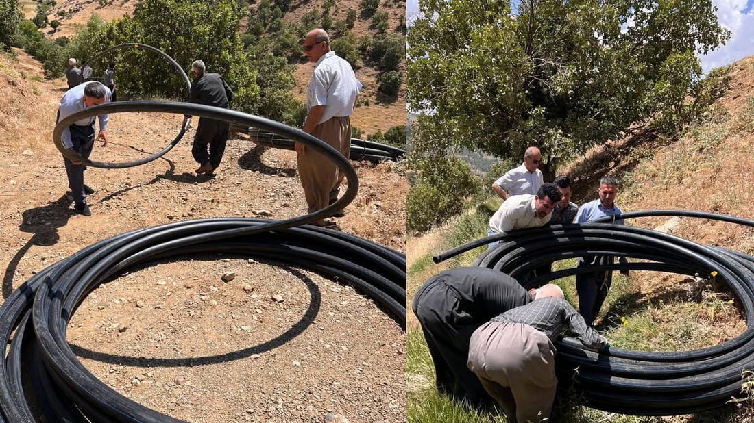 ئەو گوندەى پشتى بە تۆڕى ئاو نەدەبەست؛ بە بۆڕى ئاوى بۆ راکێشرا