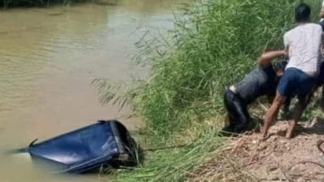 غرق شاب ونجاة 4 من أقاربه بسقوط سيارة في مشروع ماء الحويجة (صور)