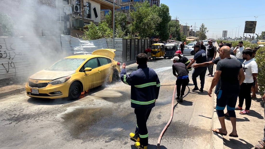 فيت بمب أحرق تاكسي في الدورة.. السائق نجا والأهالي أخمدوا النار