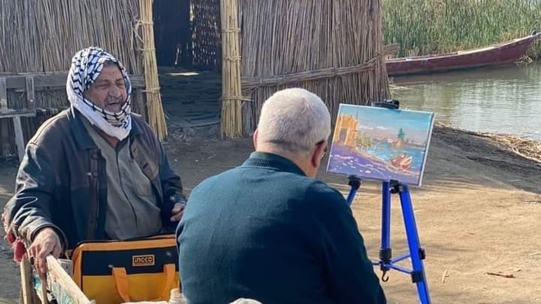 فنانو البصرة يوثقون بالرسم قصر الأخيضر بكربلاء وآثاراً في واسط وميسان