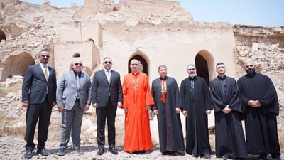 صور: بطريرك الكلدان ومحافظ صلاح الدين يزوران الكنيسة الخضراء التاريخية في تكريت