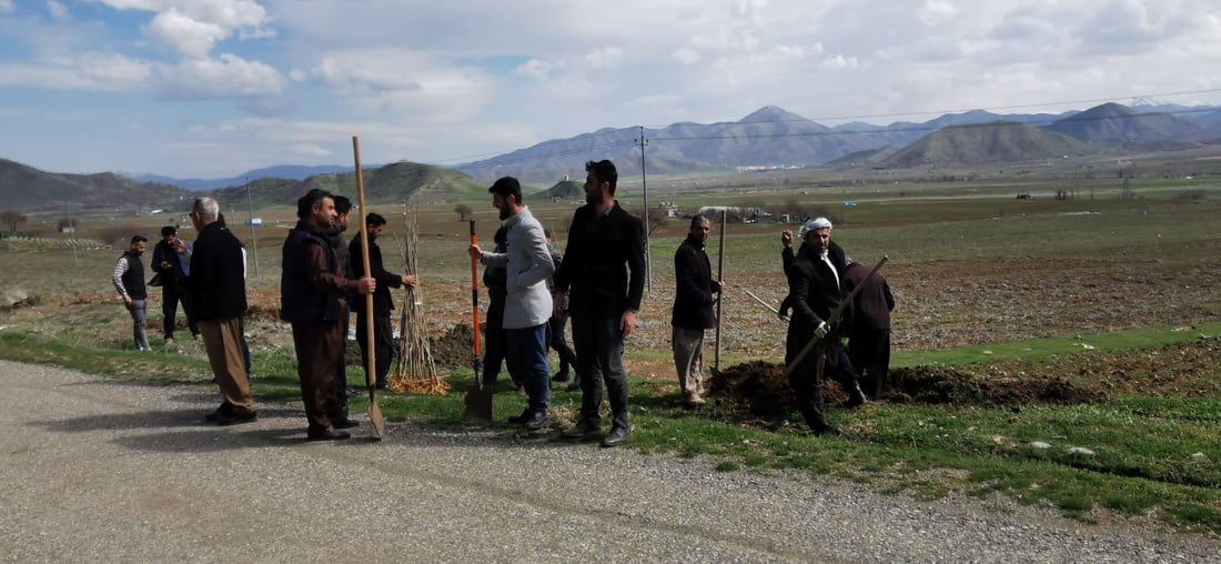 هاوڵاتییانی دوو گوندی پێنجوێن 600 نەمامی توویان چاند