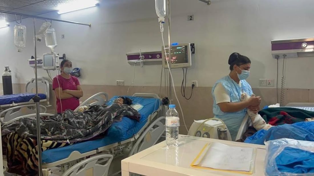 صور من طوارئ أربيل: وزير صحة كردستان يتفقد جرحى حريق عرس الحمدانية