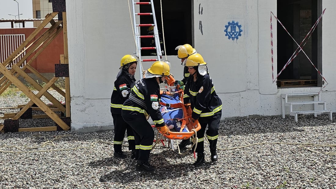 مەشق لەسەر رووداوەكانی دوای بوومەلەرزە و رووخانی باڵەخانەكان لە هەولێر كرا